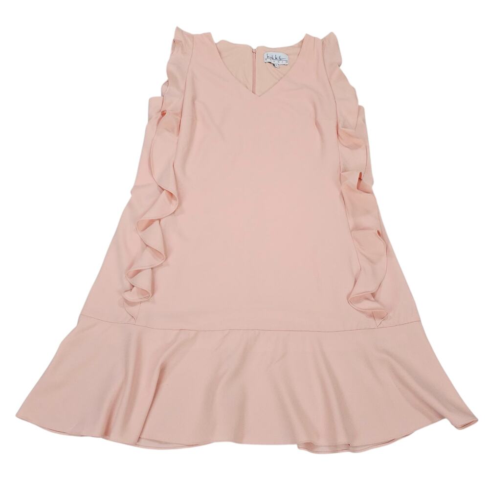 NWT Nicole Miller Studion Dress Size 14 Blush Peach Ruffled Sleeveless Lined - Picture 4 of 14